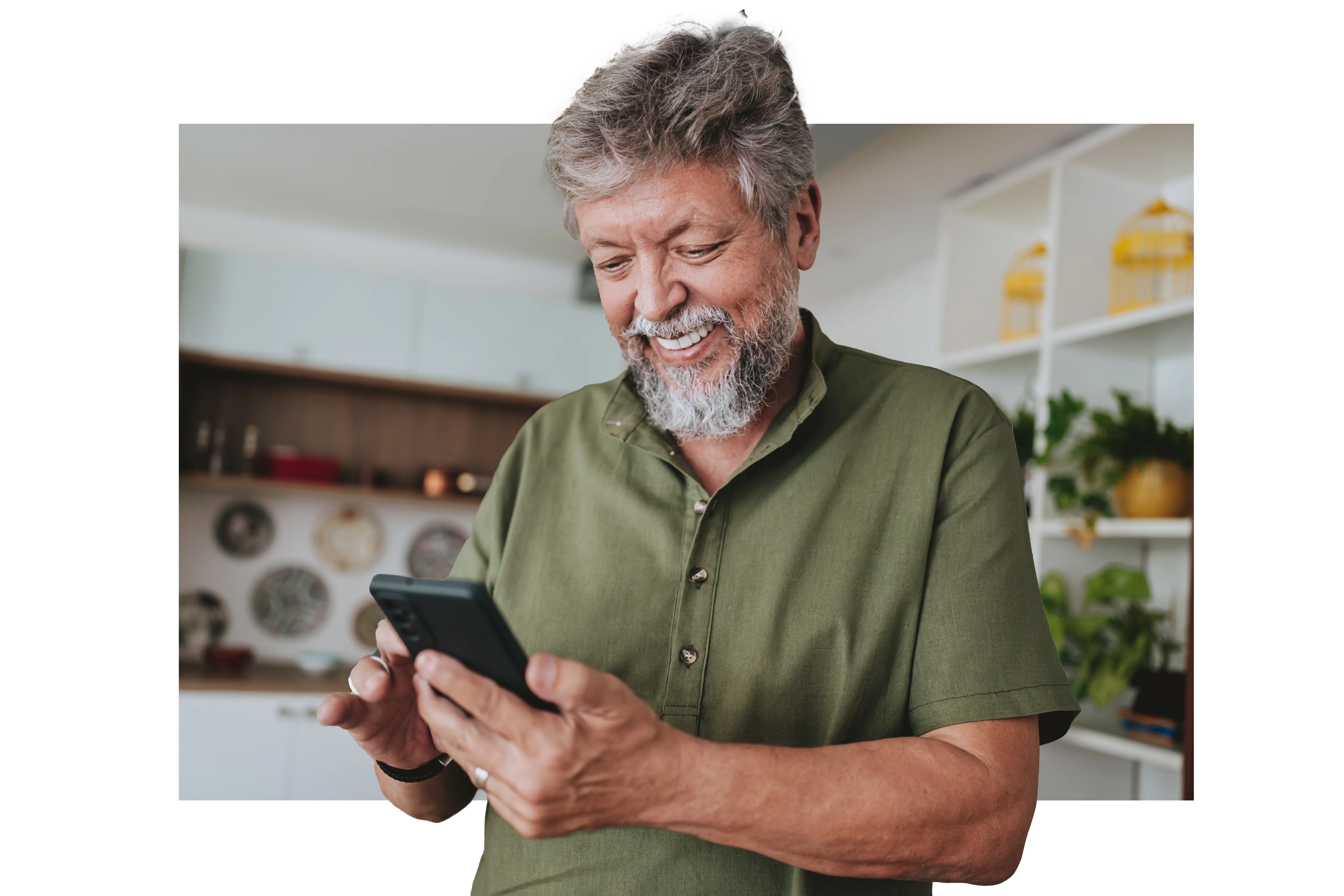 Older Man holding phone