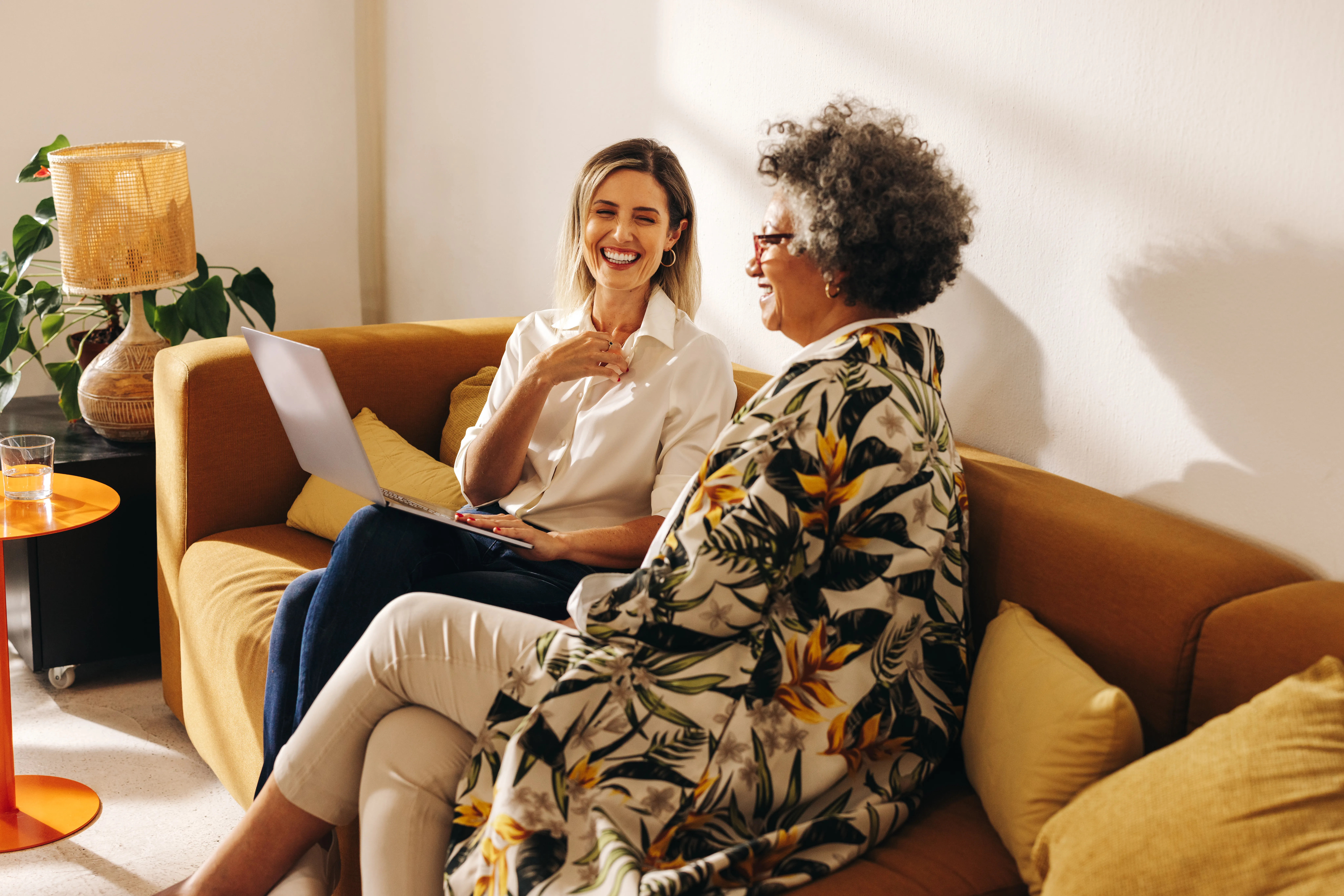 older woman laughing